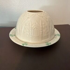 Belleek Vintage 2000 Porcelain Castles And Shamrocks Fairy Lamp Light Ireland